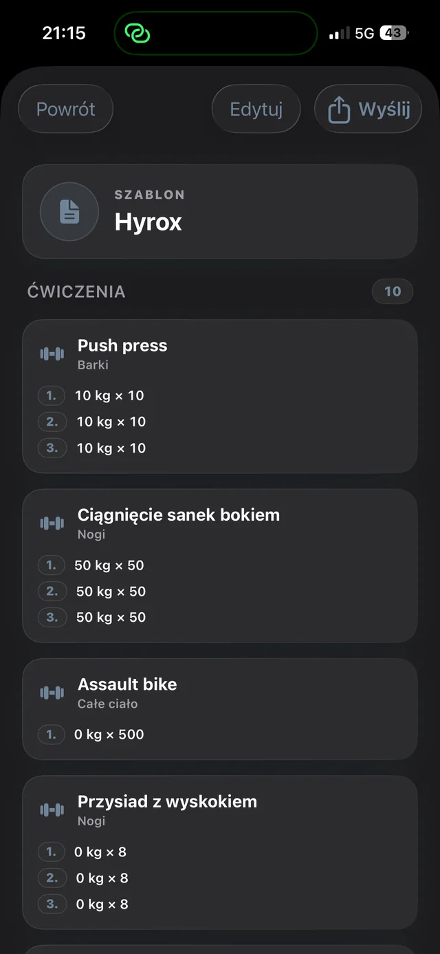 Szablon planu treningowego